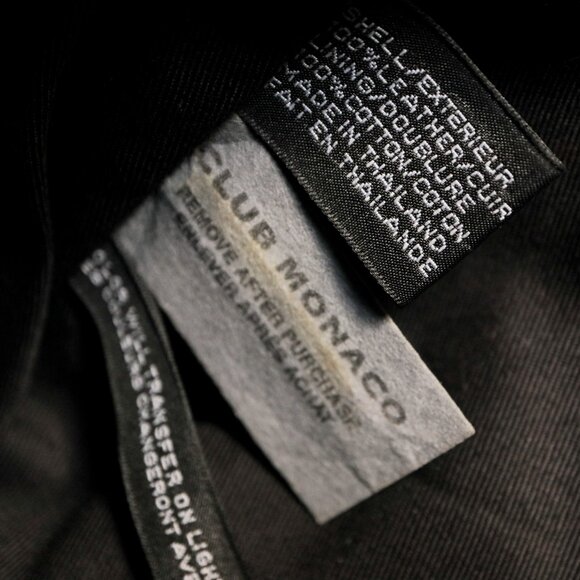 CLUB MONACO Unisex Large Black Soft Leather Zippered Shoulder Laptop Bag Purse - Picture 8 of 12